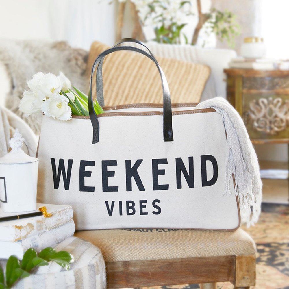 NWT Weekend Vibes Canvas Tote Bag